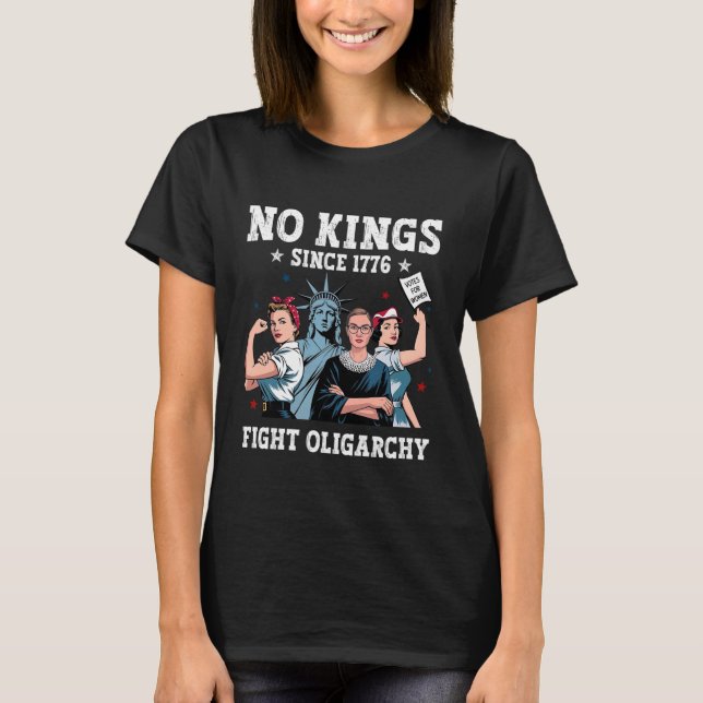 Women No Kings Fight Oligarchy Feminist Patriot 4t T-Shirt (Vorderseite)