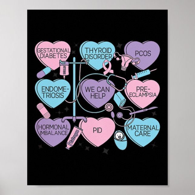 Women Obstetrics Valentine's Day Nurse Ob Gyn Obst Poster (Vorne)