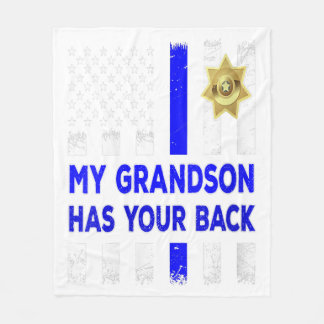 Women Police Officer Grandparents My Grandson Gift Fleecedecke