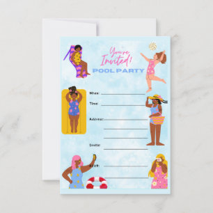 Women Pool Party Einladung