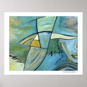 Women Portrait Posters Figure Blue Abstract Art Poster