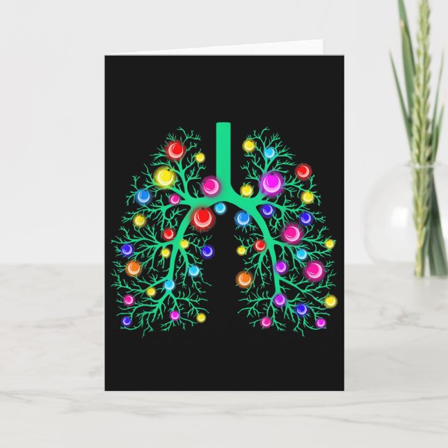 Women Resratory Therapy Lung Christmas Lights Lung Karte (Vorderseite)