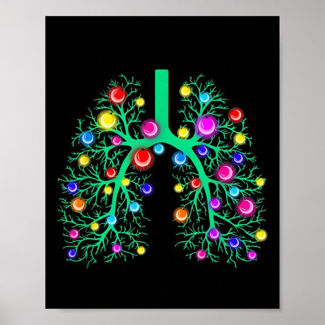 Women Resratory Therapy Lung Christmas Lights Lung Poster (Vorne)
