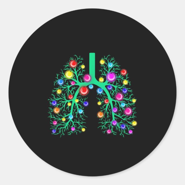 Women Resratory Therapy Lung Christmas Lights Lung Runder Aufkleber (Vorderseite)