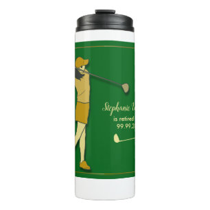Women Retirement Golf Party Classic Green Golden Thermosbecher