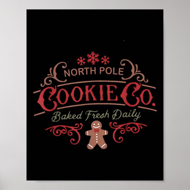 Women Retro Christmas Gingerbread Bakery North Le  Poster (Vorne)
