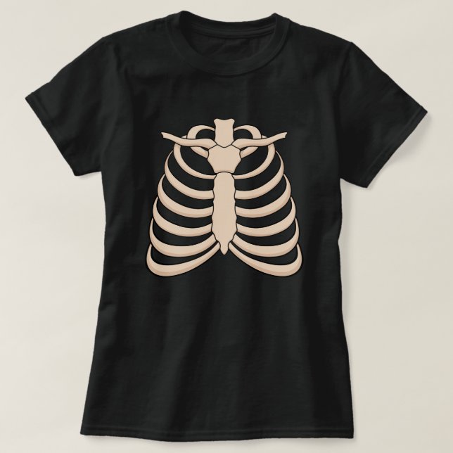 Women’s Cartoon Ribcage Halloween T-Shirt (Design vorne)