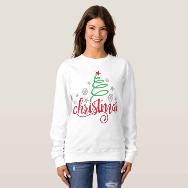 Women’s Christmas Sweatshirt | Simple Holiday Tree (Vorne ganz)