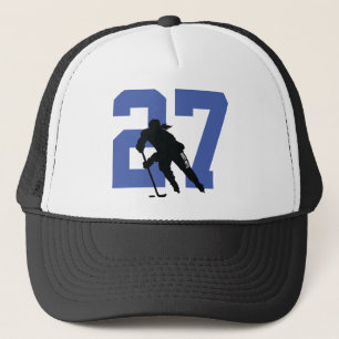 Women’s Custom Hockey Player Number Black and Blue Truckerkappe