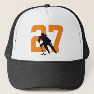 Women’s Custom Hockey Player Number Orange Black Truckerkappe