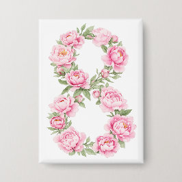 Women’s Day Peony Flower for March 8  Button