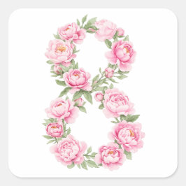 Women’s Day Peony Flower for March 8  Quadratischer Aufkleber