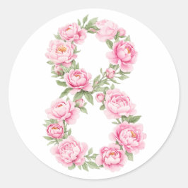 Women’s Day Peony Flower for March 8 Runder Aufkleber