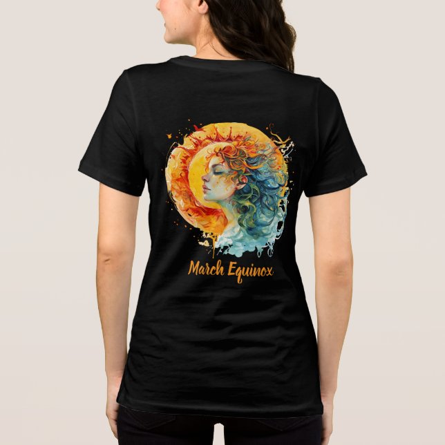 Women’s March Equinox Art T-Shirt – Girl & Sun  Tri-Blend Shirt (Rückseite)