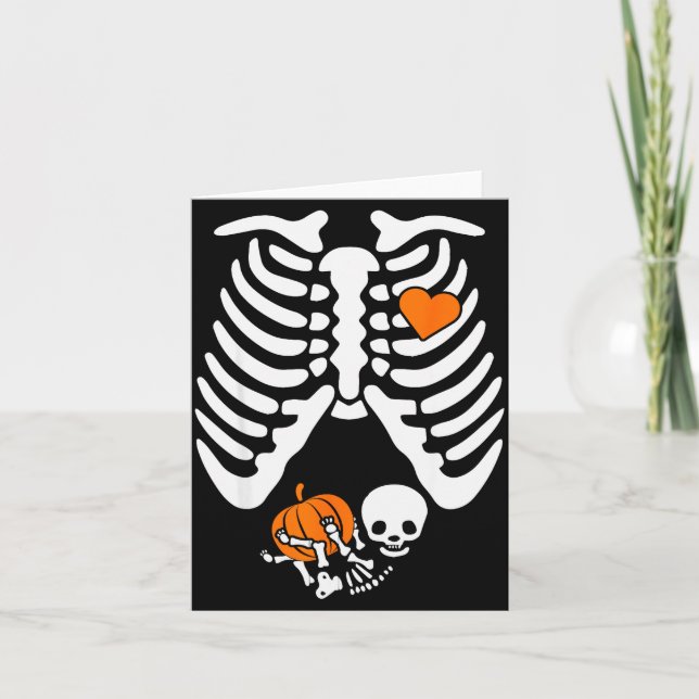 Women Skeleton Pregnancy Announcement Mom Hallowee Karte (Vorderseite)