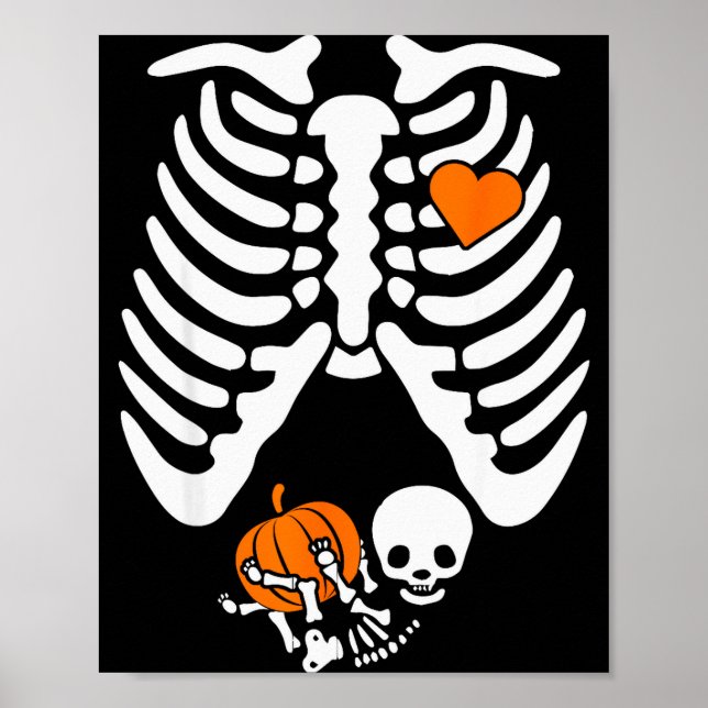 Women Skeleton Pregnancy Announcement Mom Hallowee Poster (Vorne)