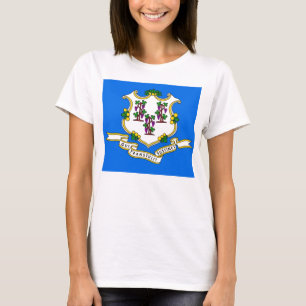 Women T Shirt mit der Flagge von Connecticut Staat