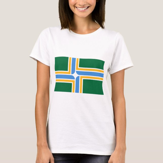 Women T Shirt mit der Flagge von Portland, Oregon (Vorderseite)