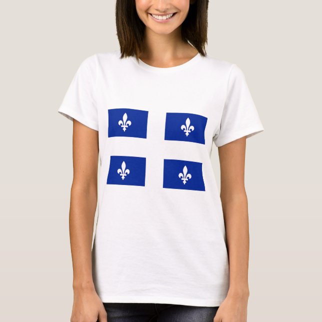 Women T Shirt mit der Flagge von Quebec, Kanada (Vorderseite)