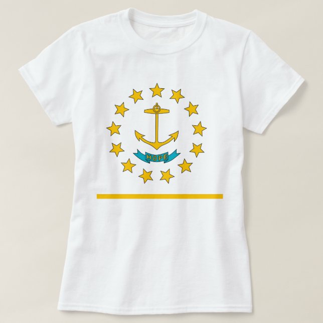 Women T Shirt mit Fahne Rhode Island Staat (Design vorne)