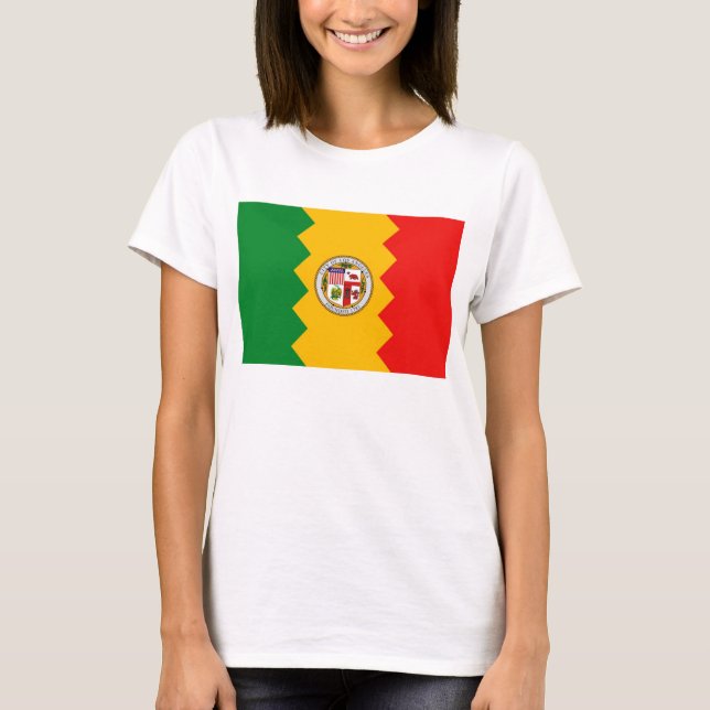 Women T Shirt mit Flag Los Angeles, Kalifornien (Vorderseite)