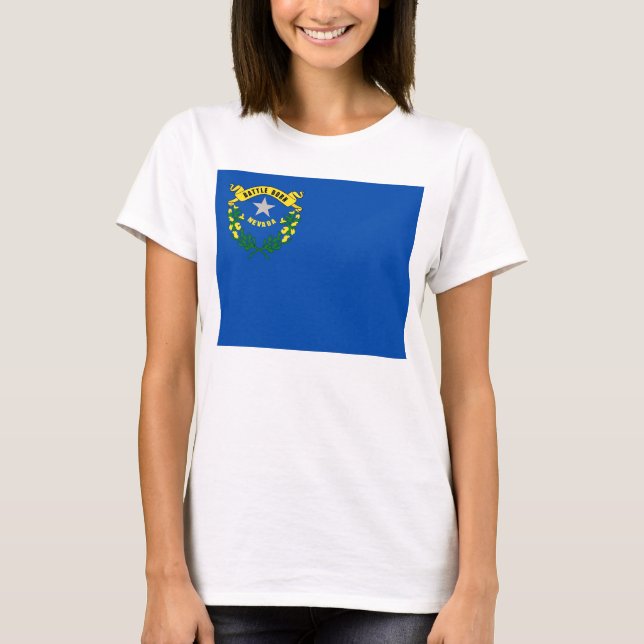 Women T Shirt mit Flag Nevada Staat (Vorderseite)