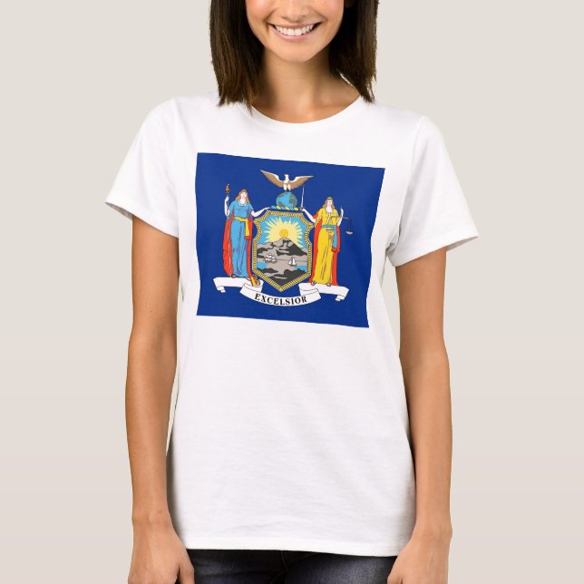 Women T Shirt mit Flag New York Staat (Vorderseite)