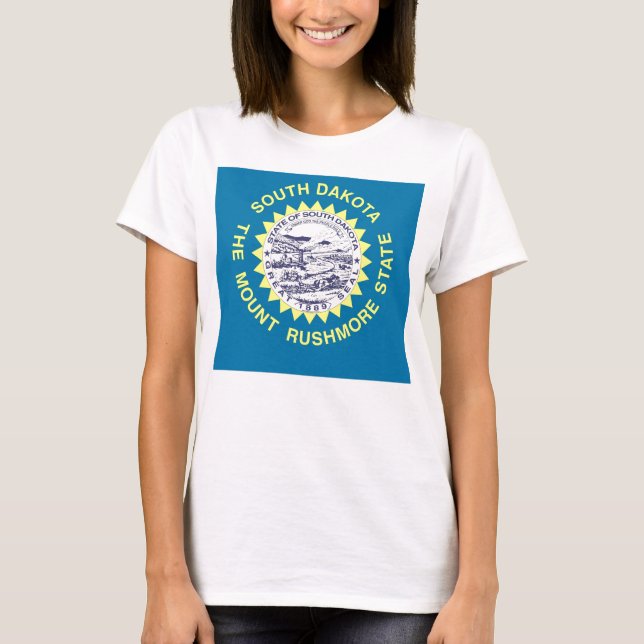 Women T Shirt mit Flag South Dakota Staat (Vorderseite)