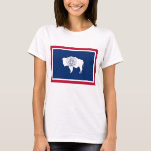 Women T Shirt mit Flag Wyoming Staat