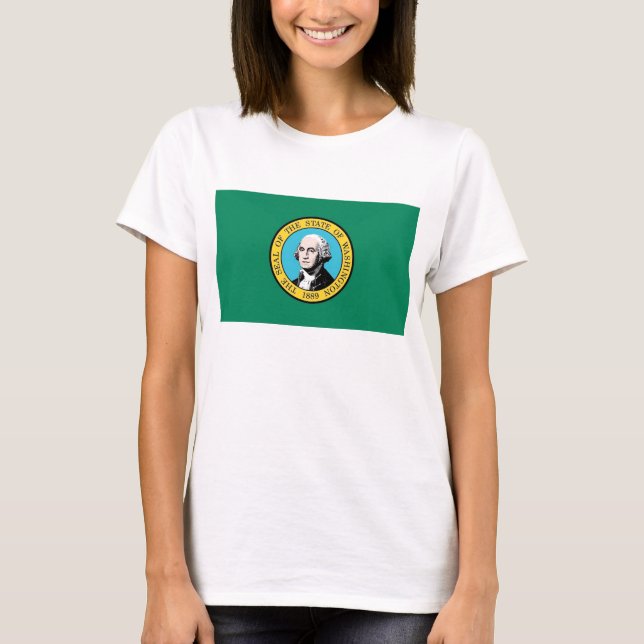 Women T Shirt mit Flagge des Washingtoner Staat (Vorderseite)