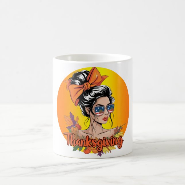 women Thanksgiving  American.png Kaffeetasse (Mittel)