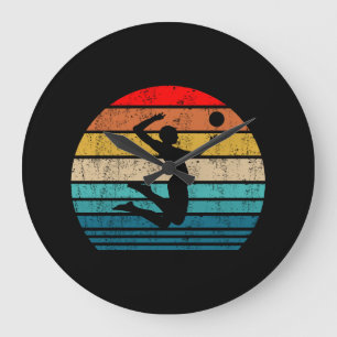 Women Volleyball Beach Volleyball Serve Retro Gift Große Wanduhr