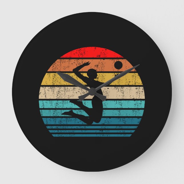 Women Volleyball Beach Volleyball Serve Retro Gift Große Wanduhr (Vorderseite)