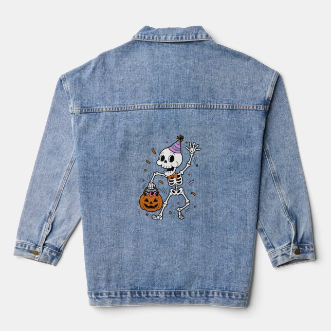 WomenDenim Jackets Ghost Halloween Tee Shirts Jeansjacke (Rückseite)