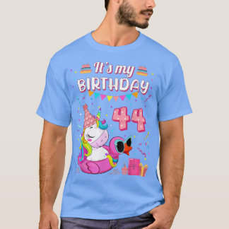 Womens 44th Birthday Unicorn Duck Swimming Pool 44 T-Shirt