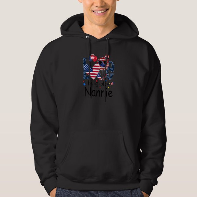 Womens 4th Of July Love Being Called Nannie Sunflo Hoodie (Vorderseite)