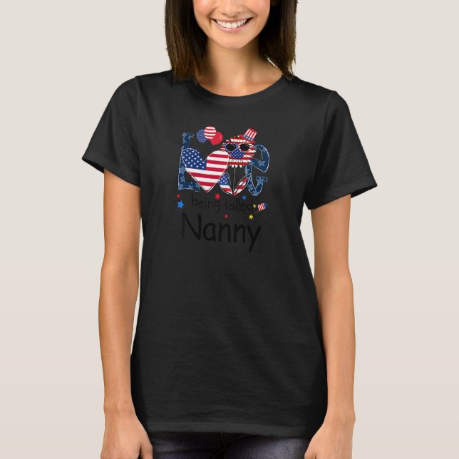Womens 4th Of July Love Being Called Nanny Sunflow T-Shirt (Vorderseite)