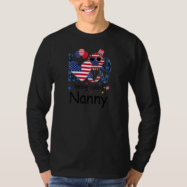Womens 4th Of July Love Being Called Nanny Sunflow T-Shirt (Vorderseite)