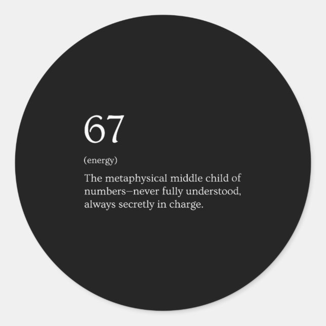 Womens 67 Definition Meme V-neck  Runder Aufkleber (Vorderseite)