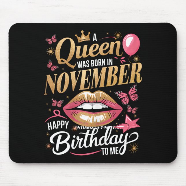 Womens A Queen Was Born In November Happy Birthday Mousepad (Vorne)