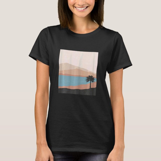 Womens Abstract mid century modern landscape boho  T-Shirt (Vorderseite)