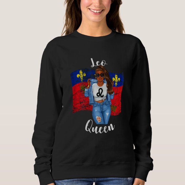 Womens Afro Guadeloupe Leo Queen Flag of Black Wom Sweatshirt (Vorderseite)