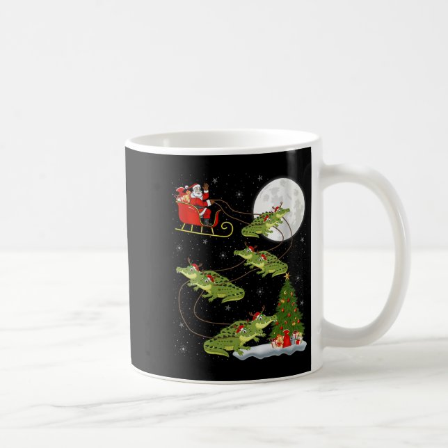 Womens Alligator Santa Sleigh Flying Funny Magical Kaffeetasse (Rechts)