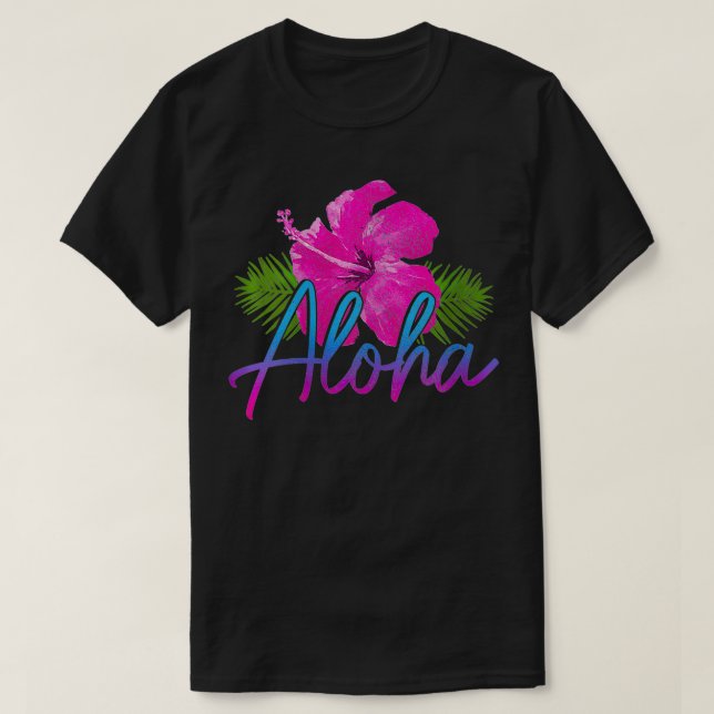 Womens Aloha Hawaiian Islands Hawaii Surf Hibiskus T-Shirt (Design vorne)
