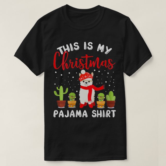 Womens Alpaca Christmas Pajama Geschenk Pajamas Xm T-Shirt (Design vorne)