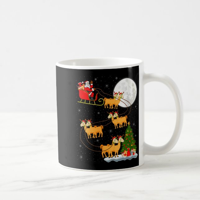 Womens Alpaca Llama Santa Sleigh Flying Funny Magi Kaffeetasse (Rechts)