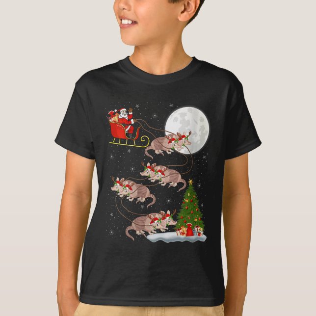 Womens Armadillo Santa Sleigh Flying Funny Magical T-Shirt (Vorderseite)