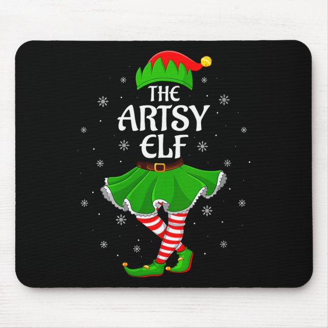 Womens Artsy Elf Christmas Family Girls Women Elf  Mousepad (Vorne)