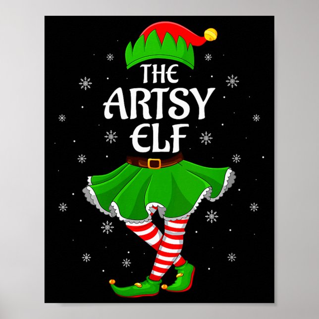 Womens Artsy Elf Christmas Family Girls Women Elf  Poster (Vorne)