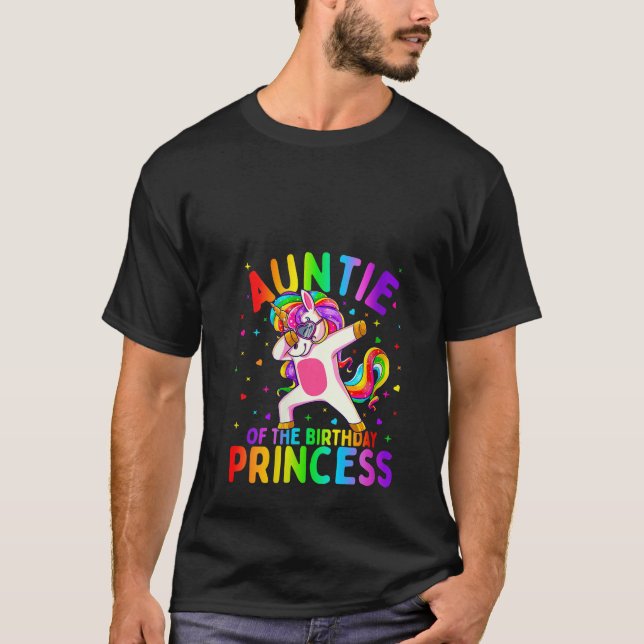 Womens Auntie of the Birthday Princess Girl Dabbin T-Shirt (Vorderseite)